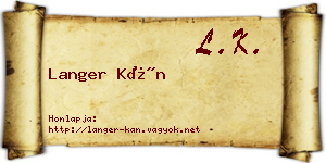 Langer Kán névjegykártya